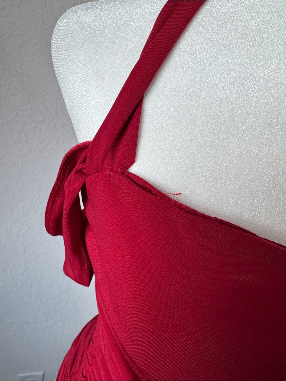 Y2K Wet Seal Red Ruched Halter Top Adjustable Tie Side - Picture 5 of 9
